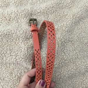 Coral Leather belt - skinny
